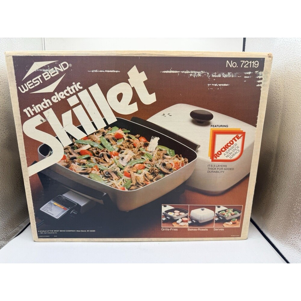 Vintage 1981 West Bend 11 Inch 11” Electric Skillet 72119 White - SEALED NEW